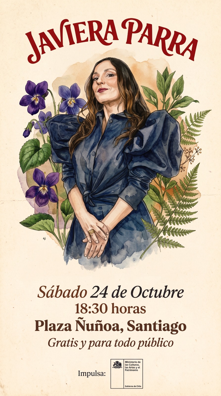 Javiera Parra dará show gratuito en Plaza Ñuñoa